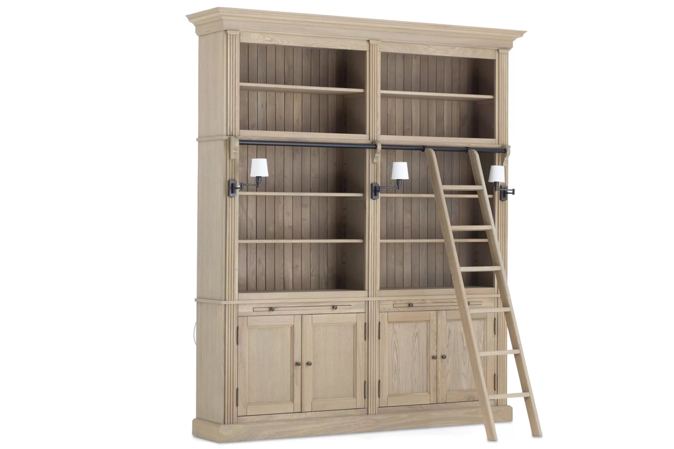 Flamant Cupboards^Balmore, Bookcase, Weathered Oak, 2 Parts , With Ladder