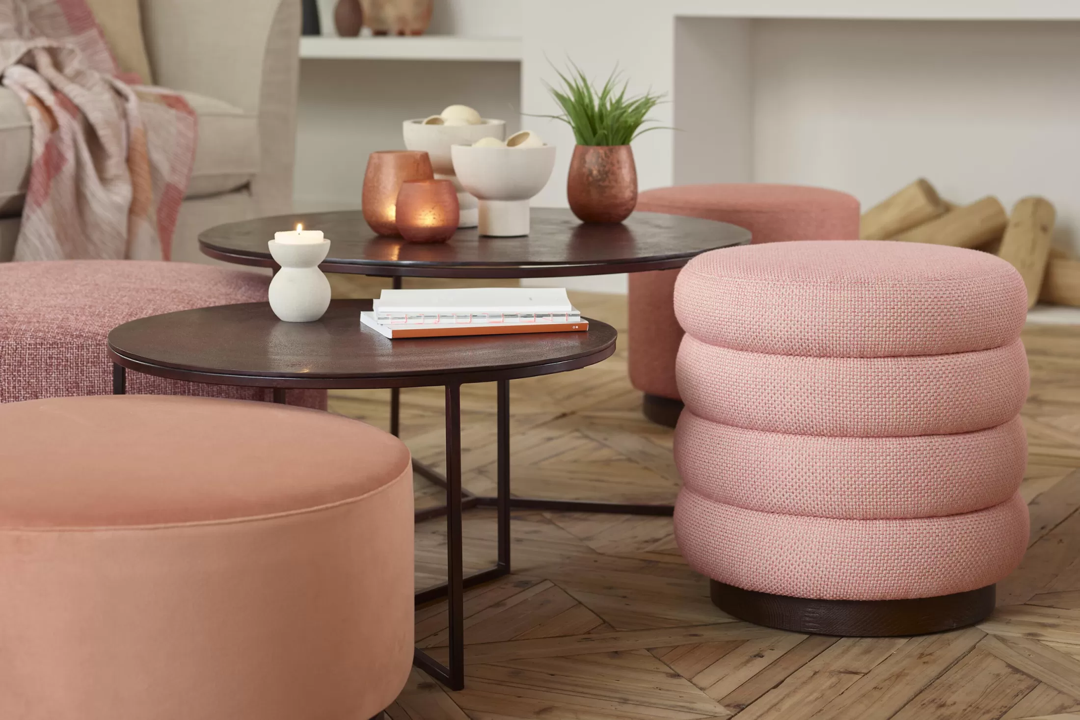 Flamant Couches^Beatrice, Pouf, Round, Pink