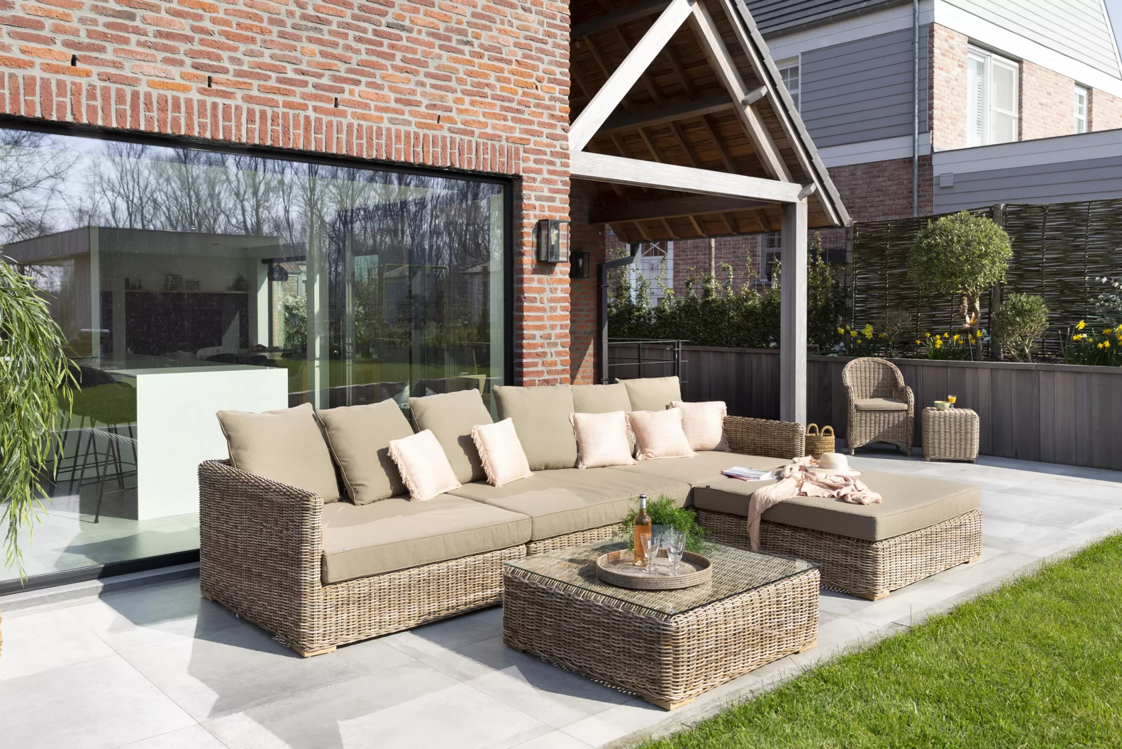 Flamant Couches^Hills, Garden Sofa, With Cushion + Pouf