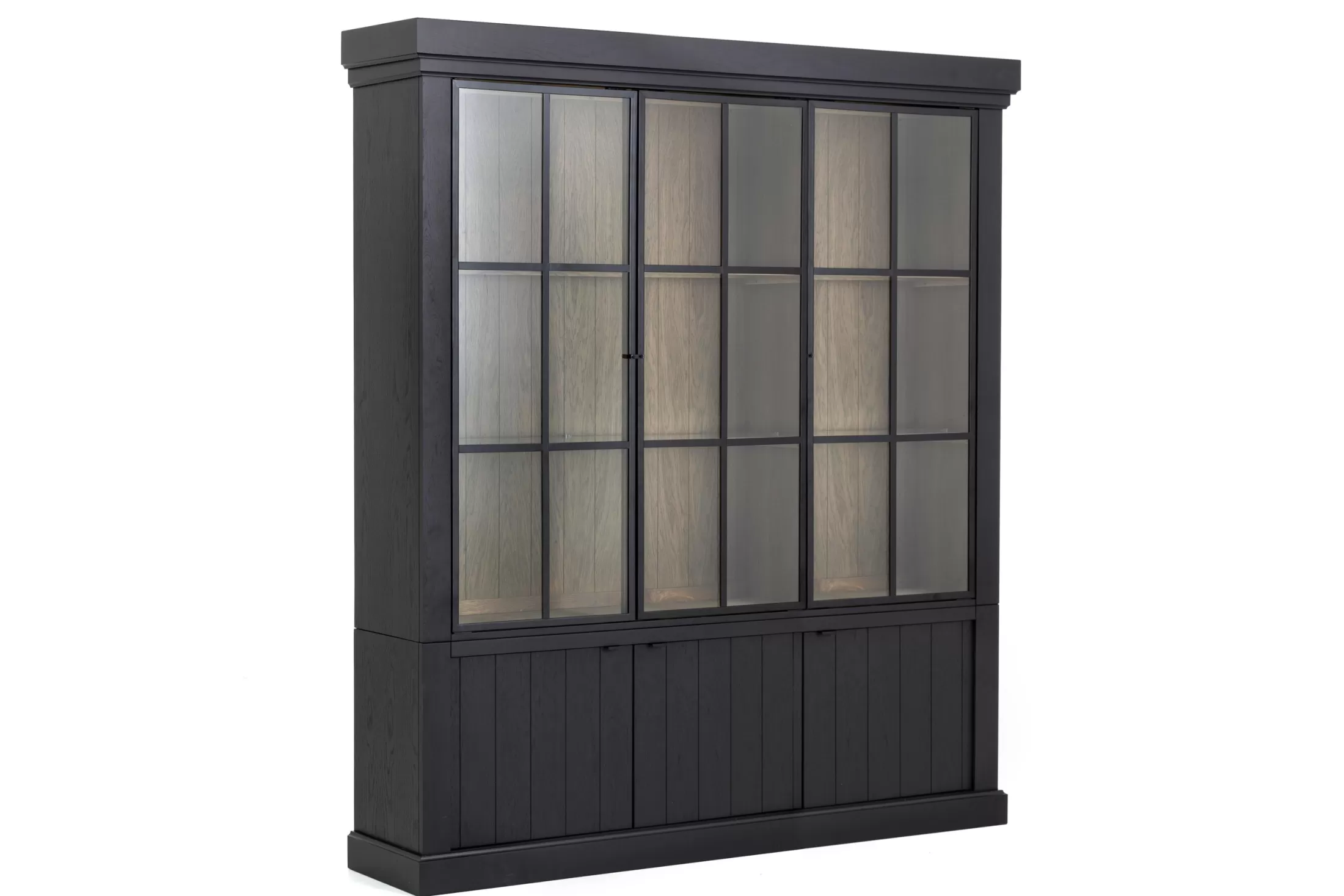 Flamant Cupboards^Iron Jason, Cabinet, Black, Oak, 3 Iron Doors