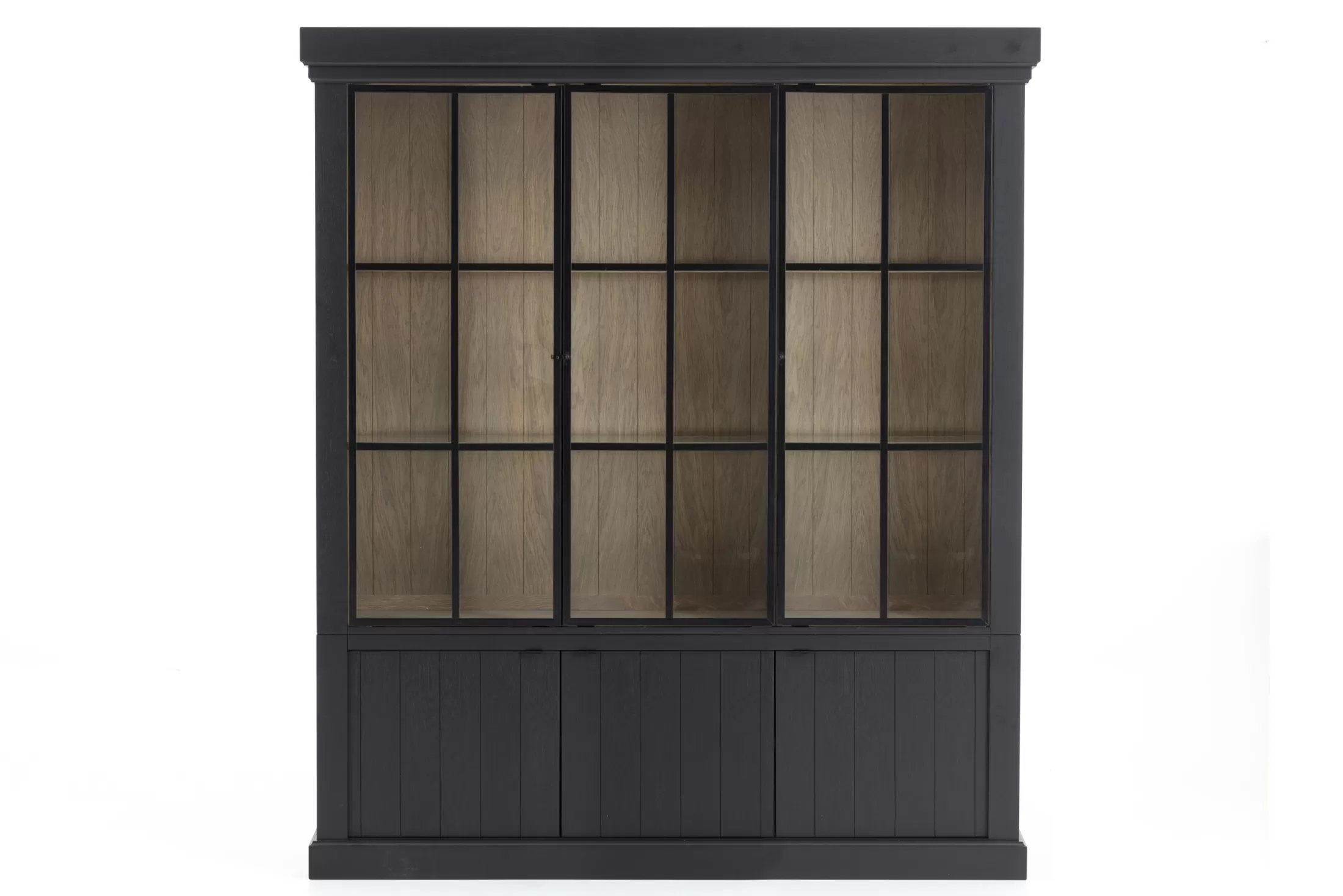 Flamant Cupboards^Iron Jason, Cabinet, Black, Oak, 3 Iron Doors