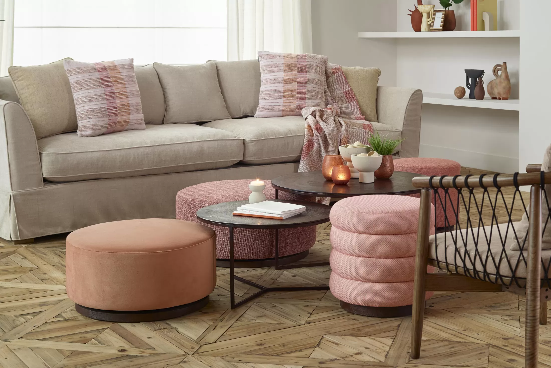 Flamant Couches^Lucas, Pouf, Rotatable, O 71, Pink