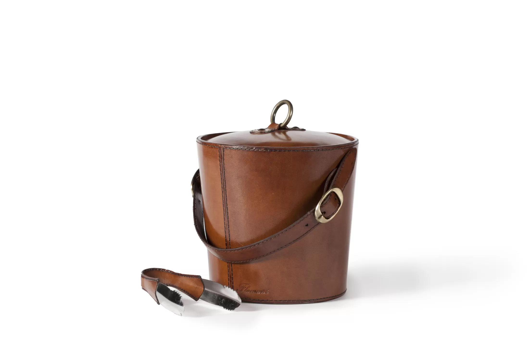 Flamant Accessories^Manhattan, Ice Bucket, Brown Leather