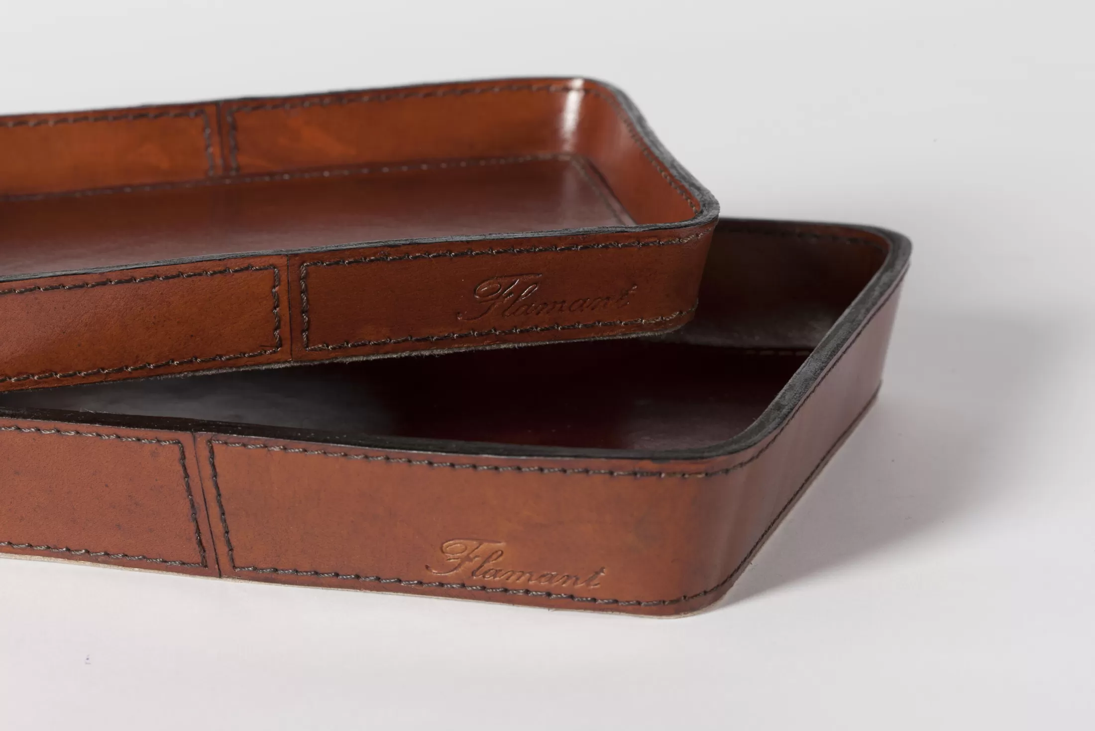 Flamant Accessories^Manhattan, Tray, Brown Leather, L