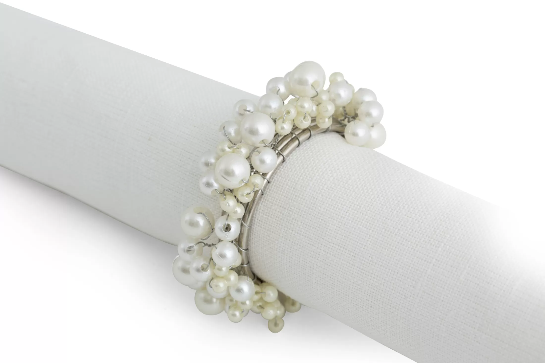 Flamant Accessories^Osaka, Napkin Ring, Beads, Ivory