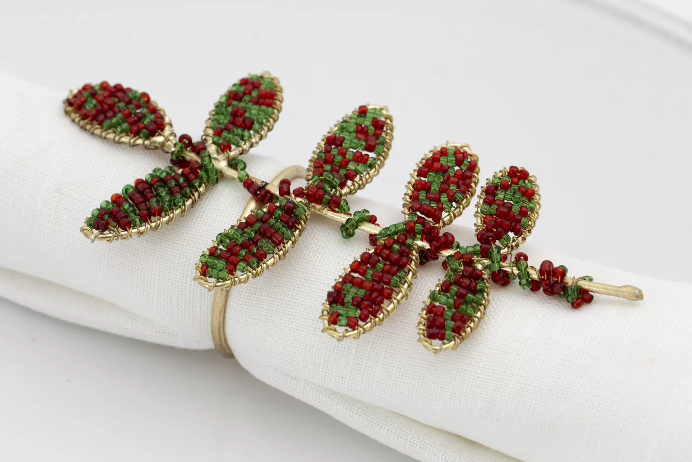 Flamant Accessories^Rawas, Napkin Ring, Beads, Leaf