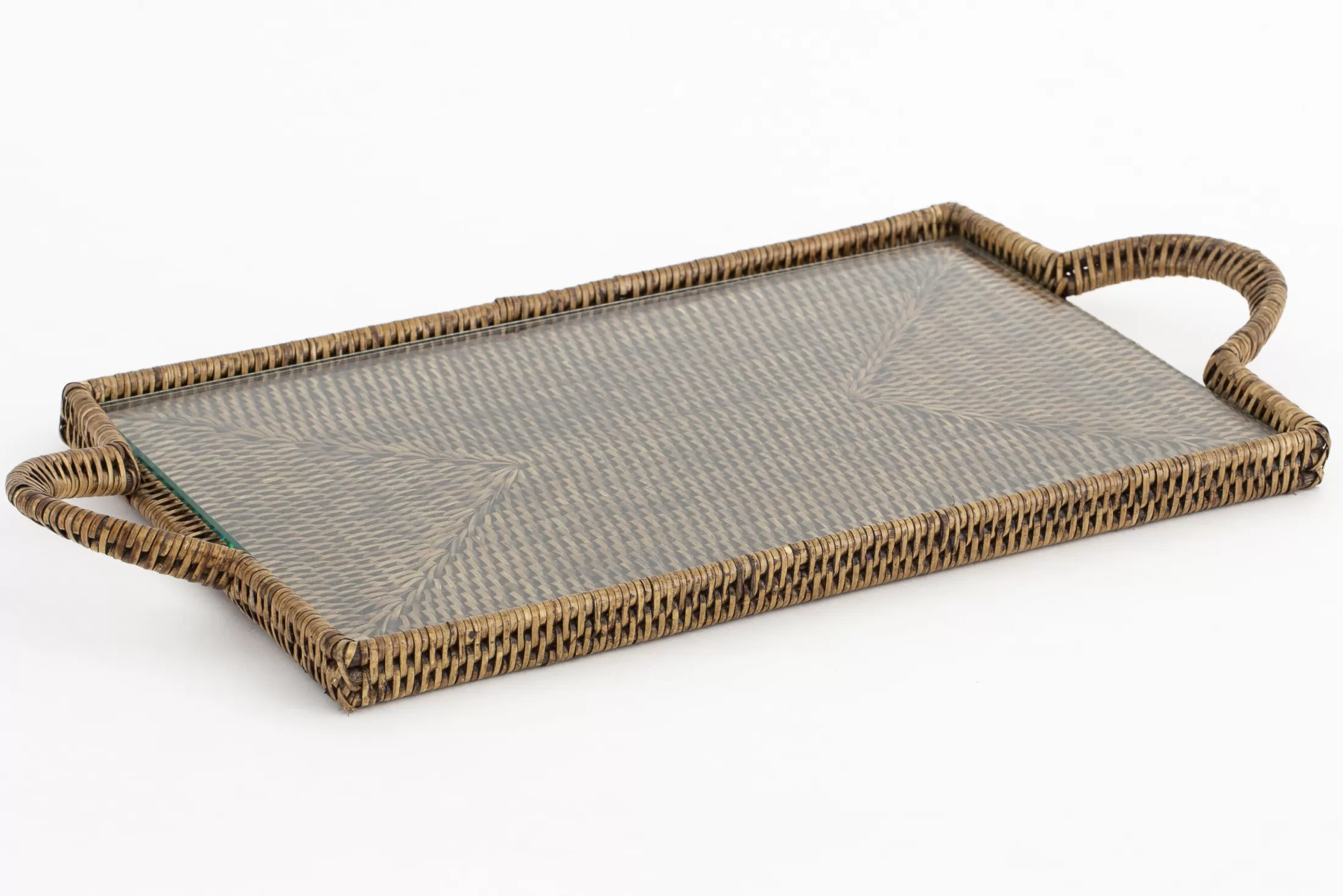 Flamant Accessories^Togo, Tray, Rectangular, With Glass, Reed