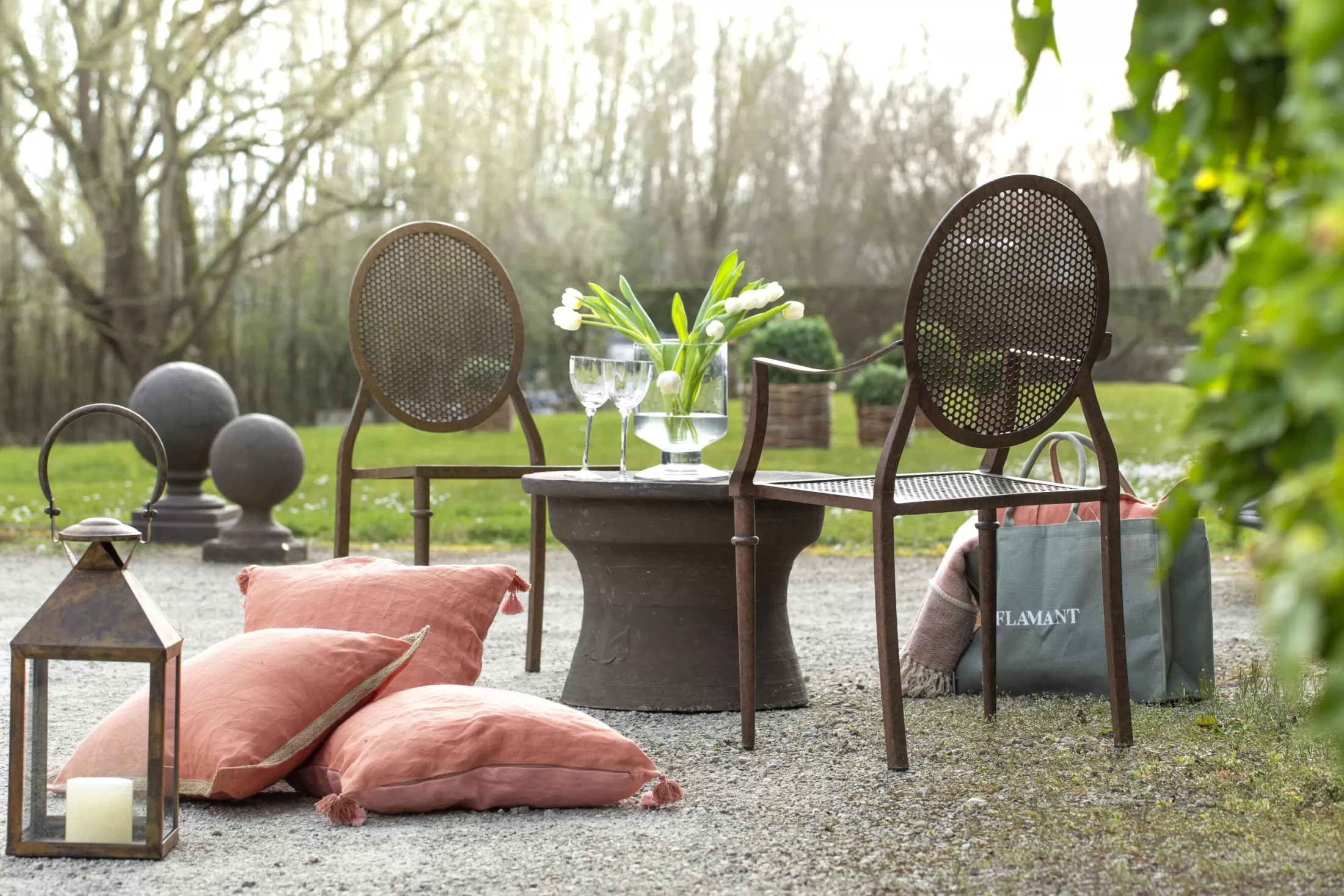 Flamant Garden Decorations & Parasols^Zedar, Decoball On Foot, Reconsituted Stone On Fiberglass, L